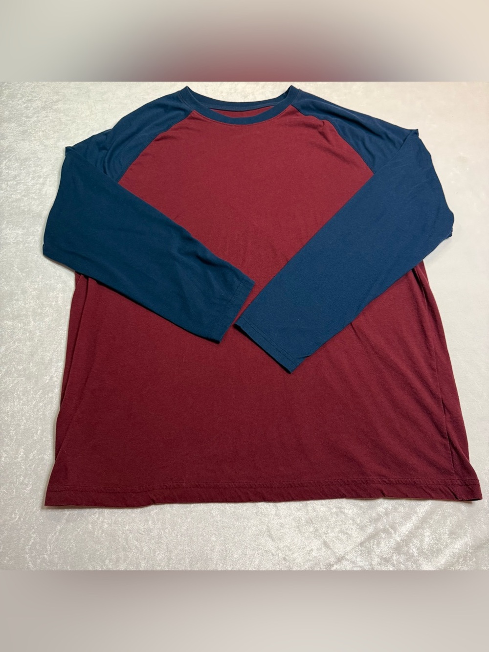 George Men's Two-Tone Raglan Long Sleeve Shirt - Burgundy and Navy